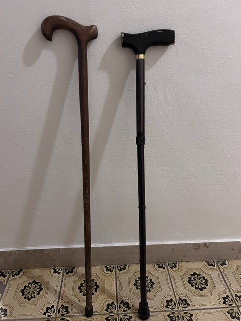 Dřevěná a kovová hůl