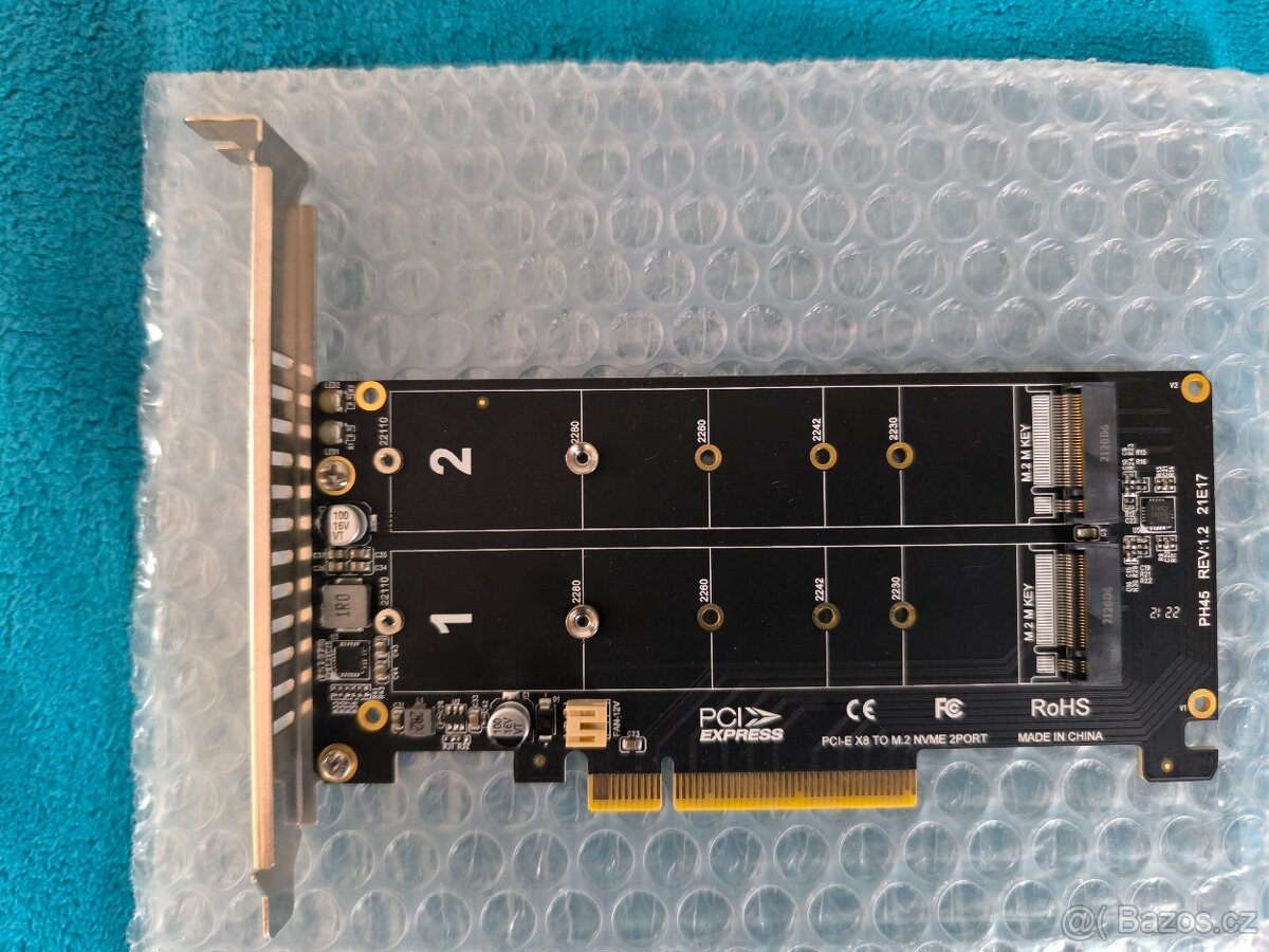 PCI-E X8 Dual-disk NVME M.2 MKEY SSD Expansion