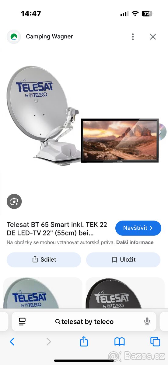Satelit s TV na obytný vůz- karavan, PC 59000,-Kč