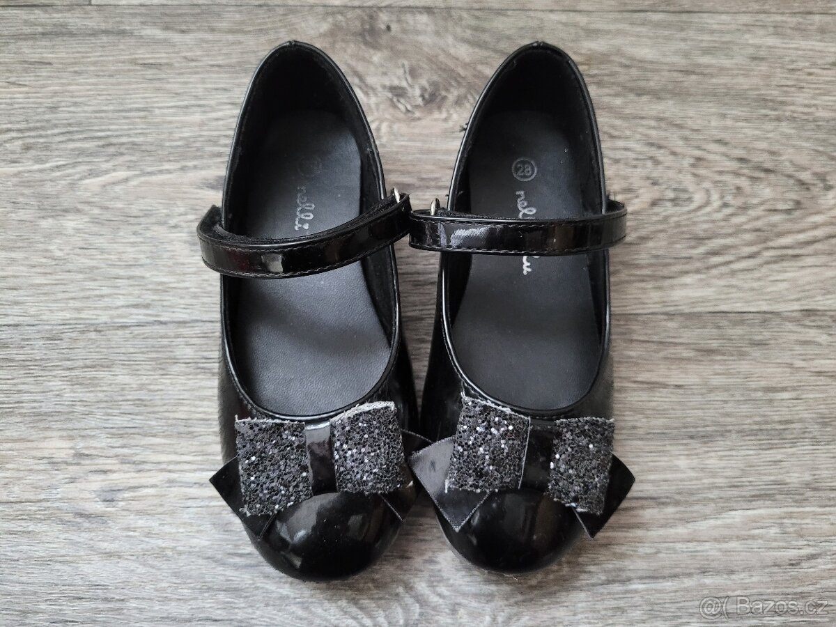 Dětské černé baleríny s mašličkou, vel. 28