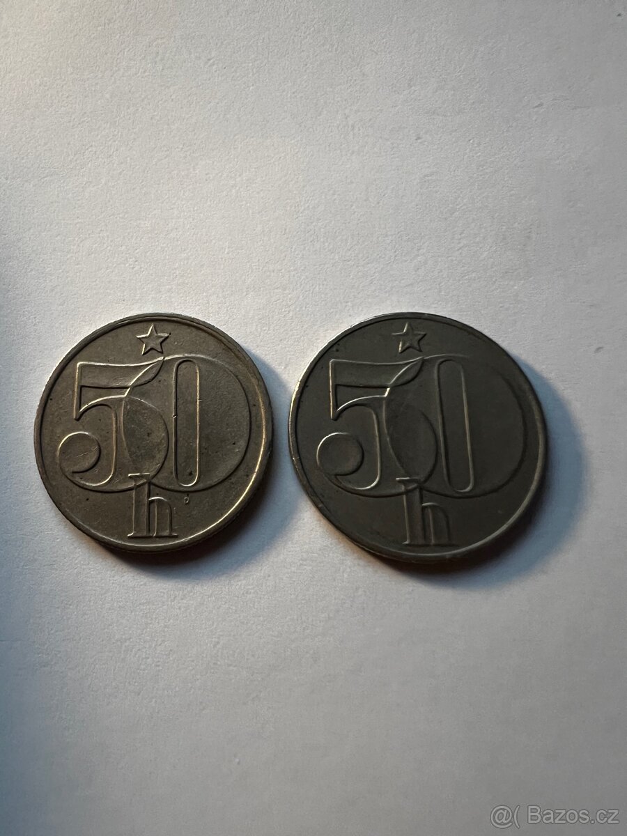 Vzácnější ročníky 50 haléřů 1987,1988