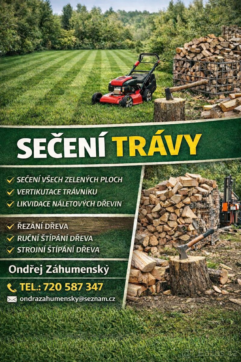 Sečení trávy, zahradnické služby