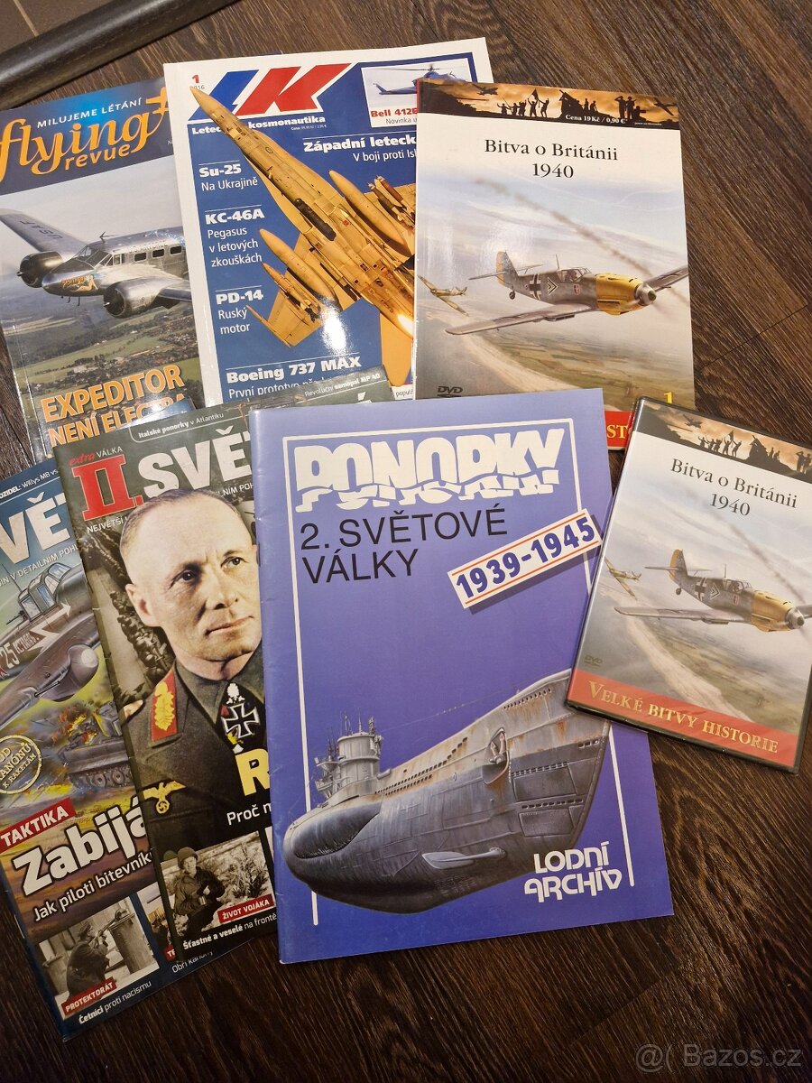 Letecké a vojenske časopisy a DVD