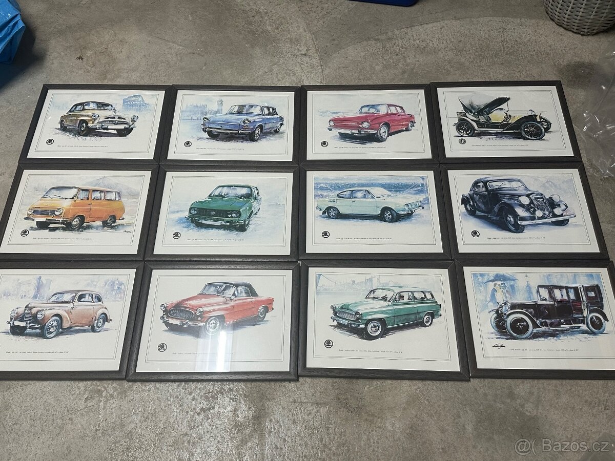 Prodám 9 ks zarámovaných obrazů original Bidlo, cca 35 cm