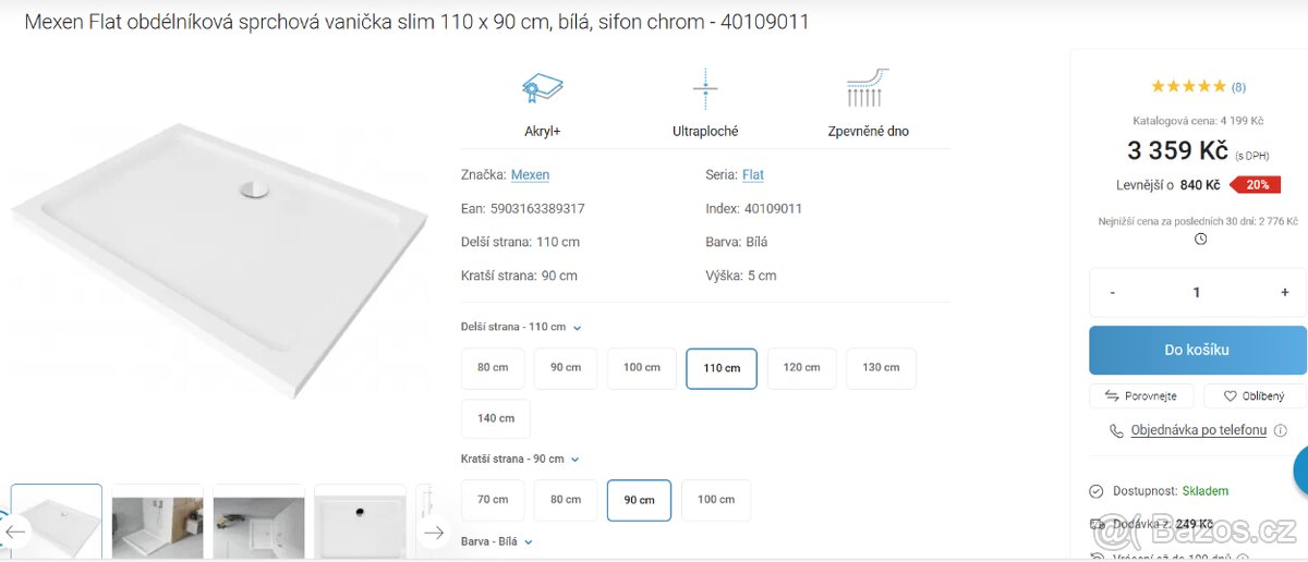 NOVÁ bílá vanička Mexen