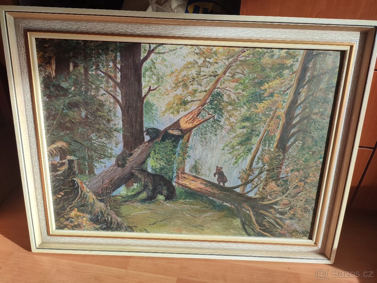 Starý obraz Ráno v borovicovém lese