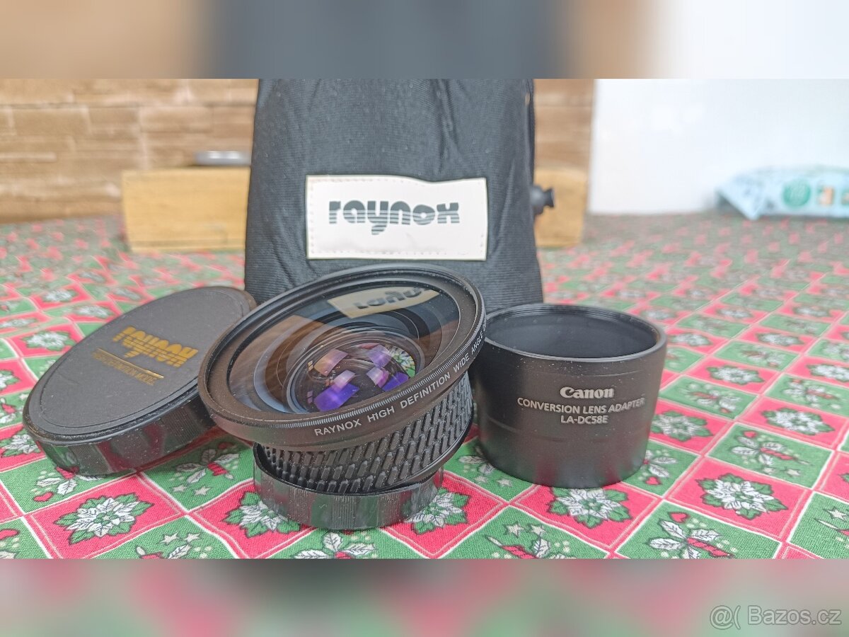 Set Širokoúhlé předsádky Raynox 0.7x + Adaptér Canon LA-DC58