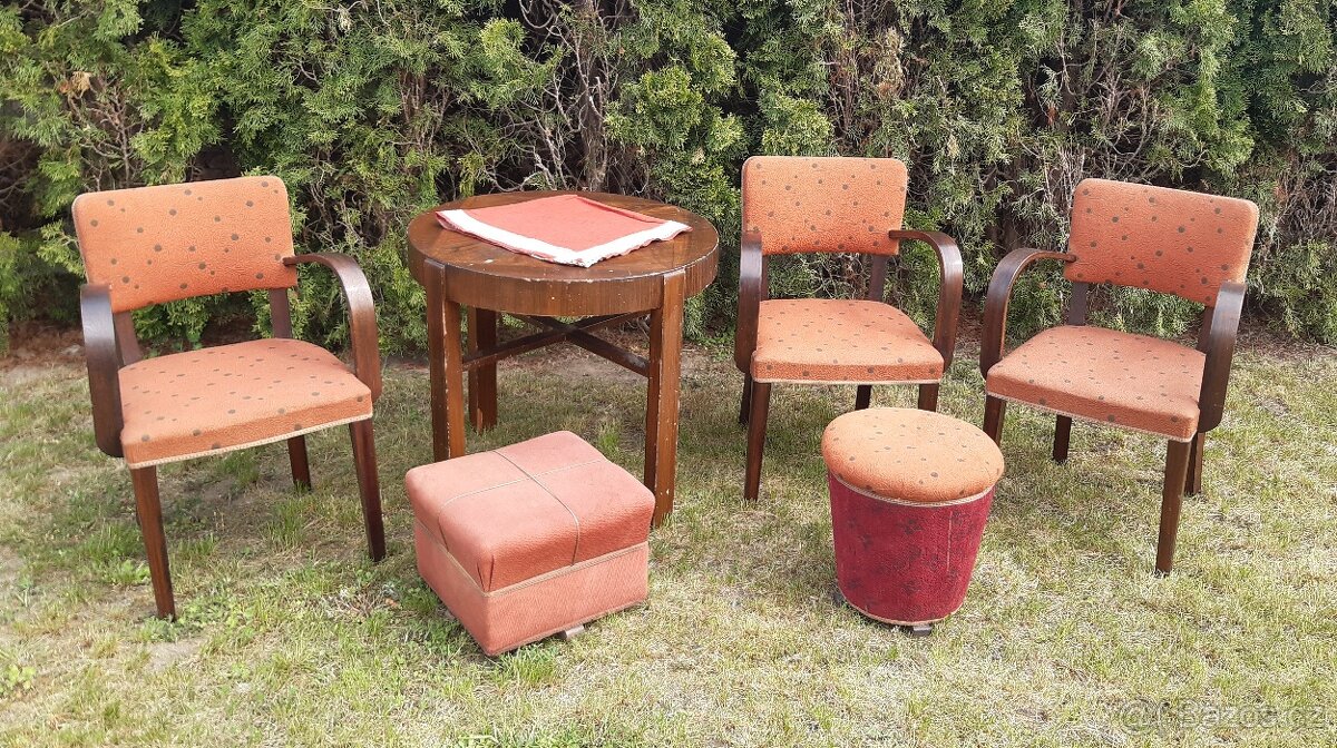 STAROŽITNÝ NÁBYTEK - STŮL KŘESLA TABURETKY