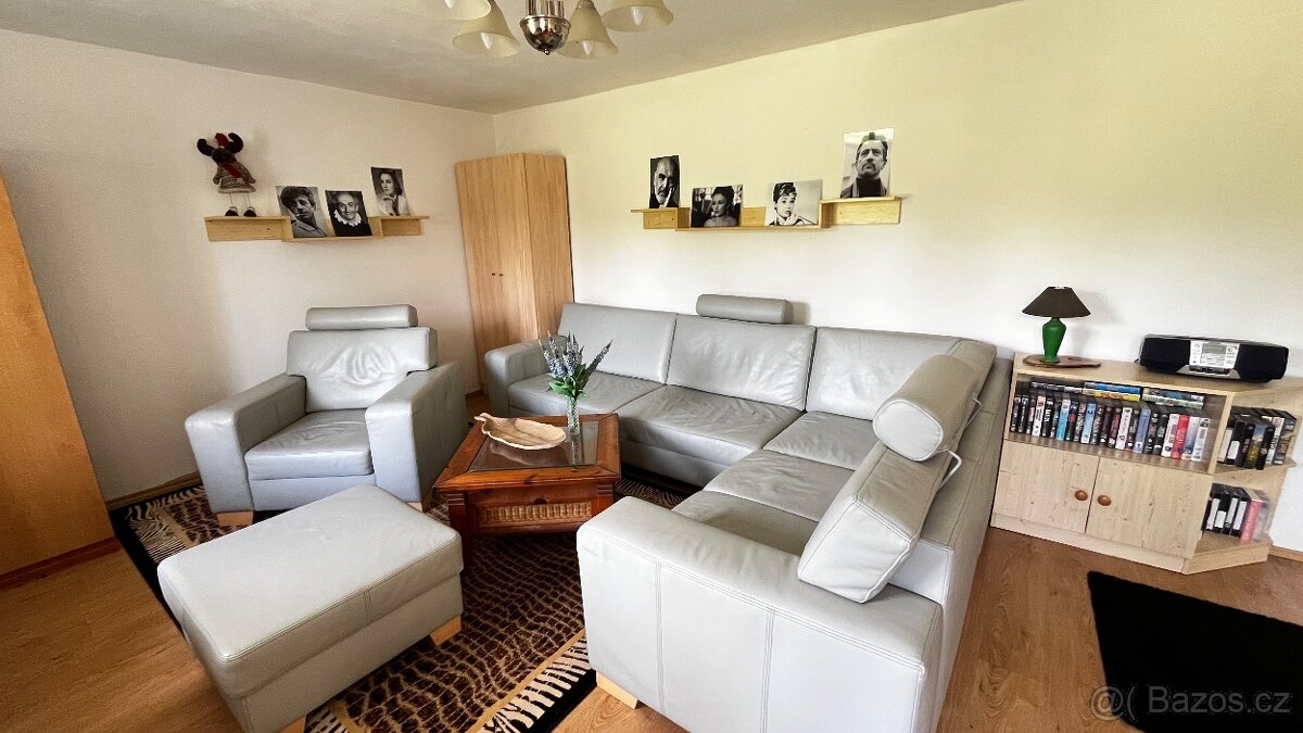 Sedačka kožená světle šedá