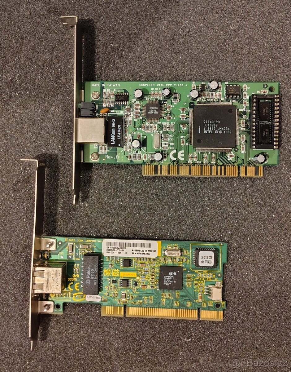 Retro PC - 2 síťové karty Intel a 3COM