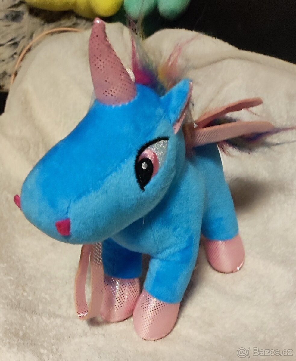 Plyšový modrý jednorožec