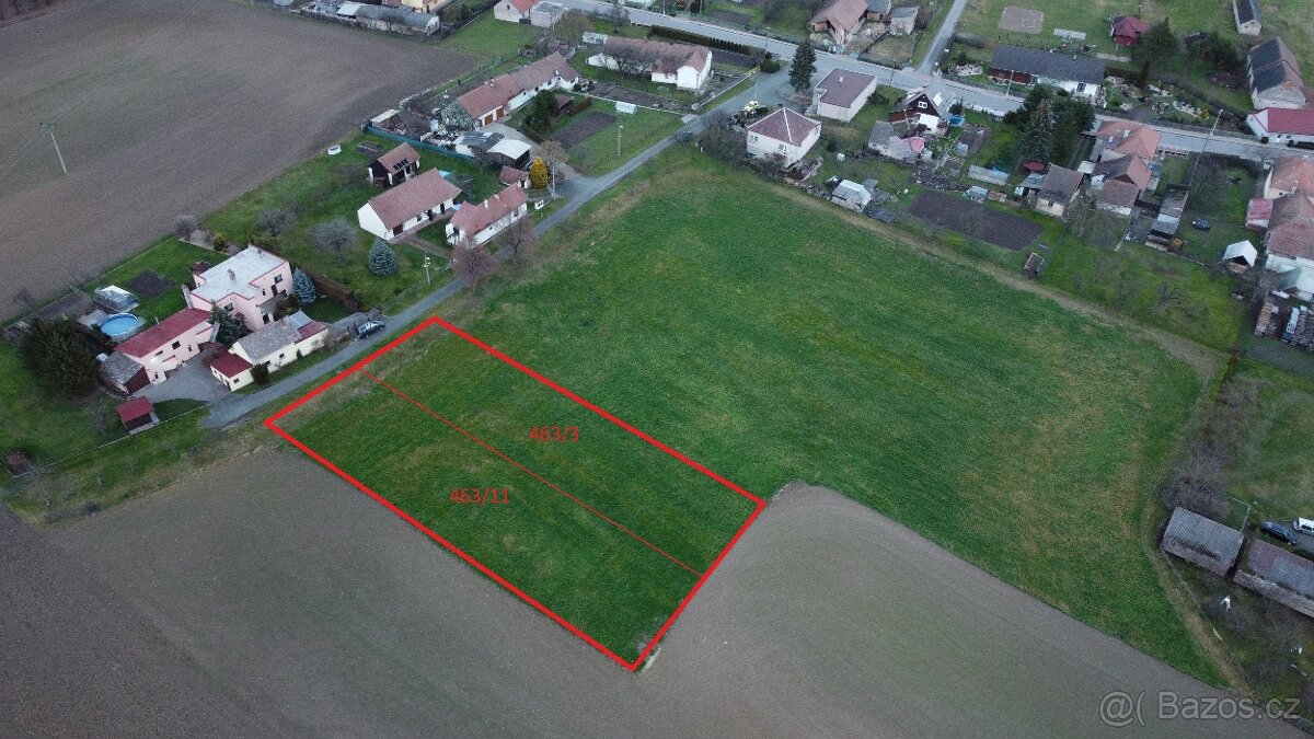 Prodej stavebního pozemku 954 m2 Žáravice okres Pardubice