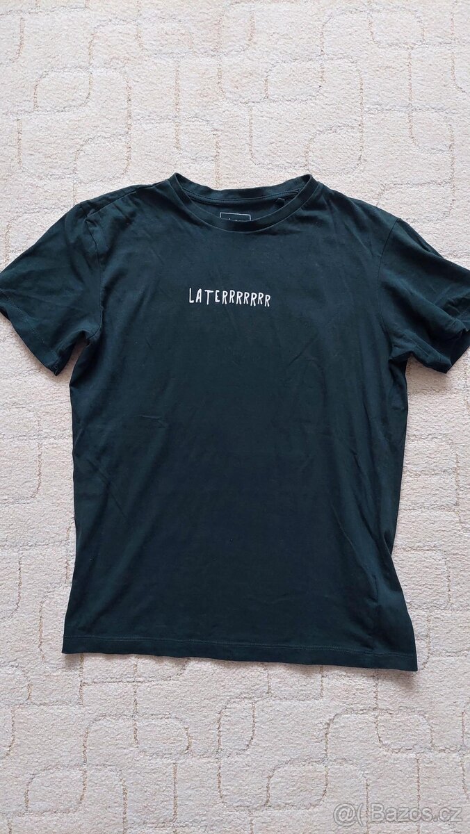 Tmavě zelené tričko Laterrrr, Sinsay, S