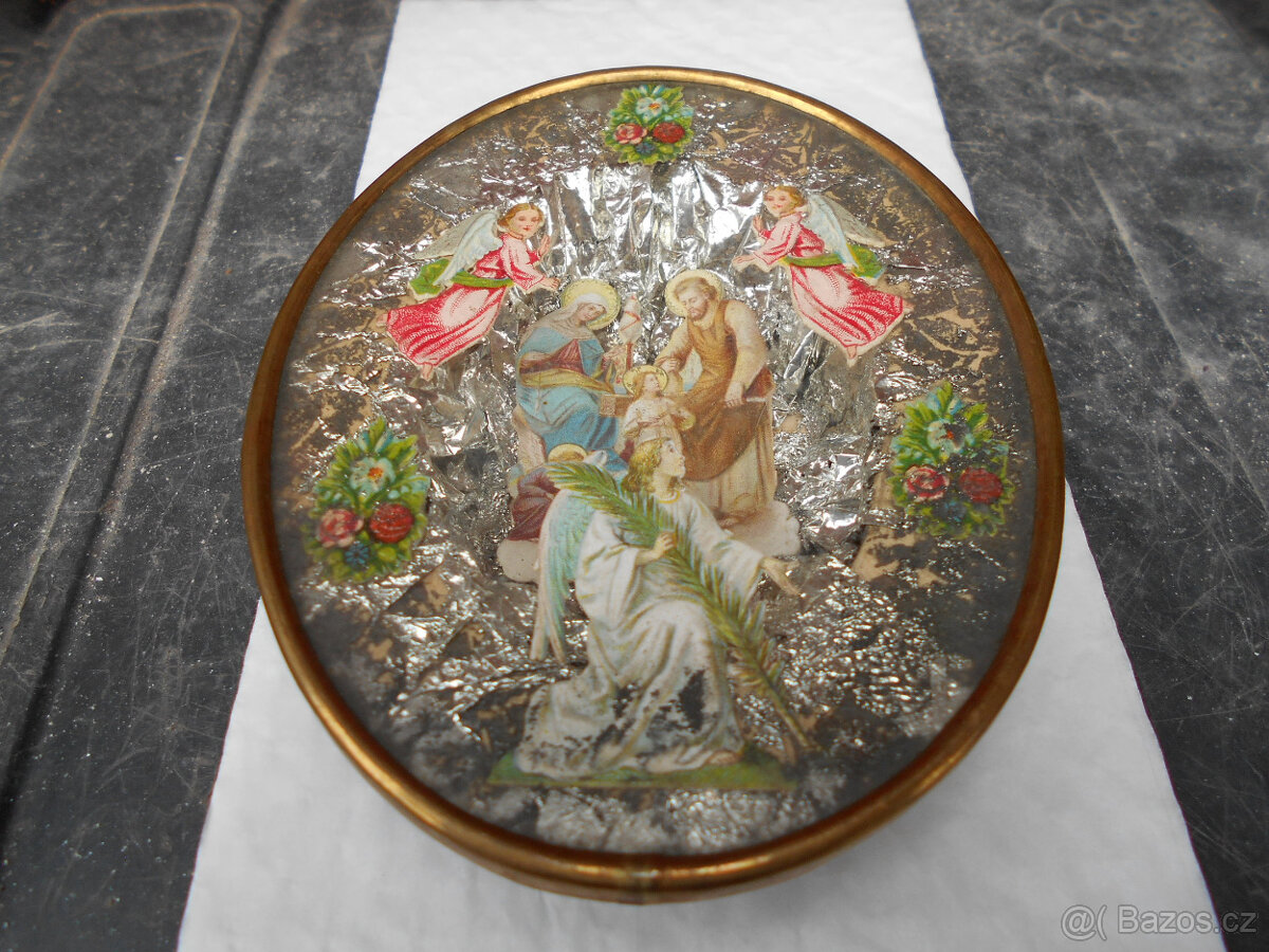 OBRÁZEK - SVATÁ RODINA - JEŽÍŠ - ANDĚLÉ - STAROŽITNOST