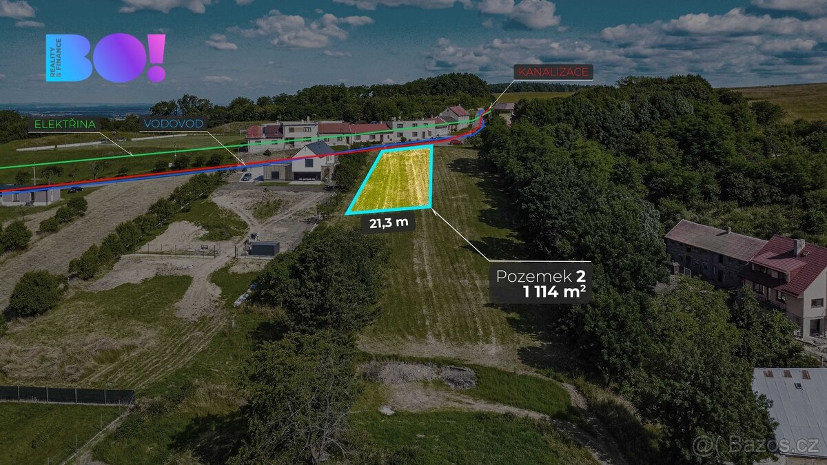 Prodej stavebního pozemku 1114 m² Stará Ves