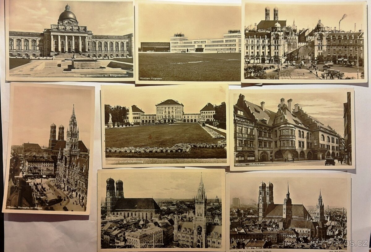 Staré pohlednice Mnichov - 8 kusů.