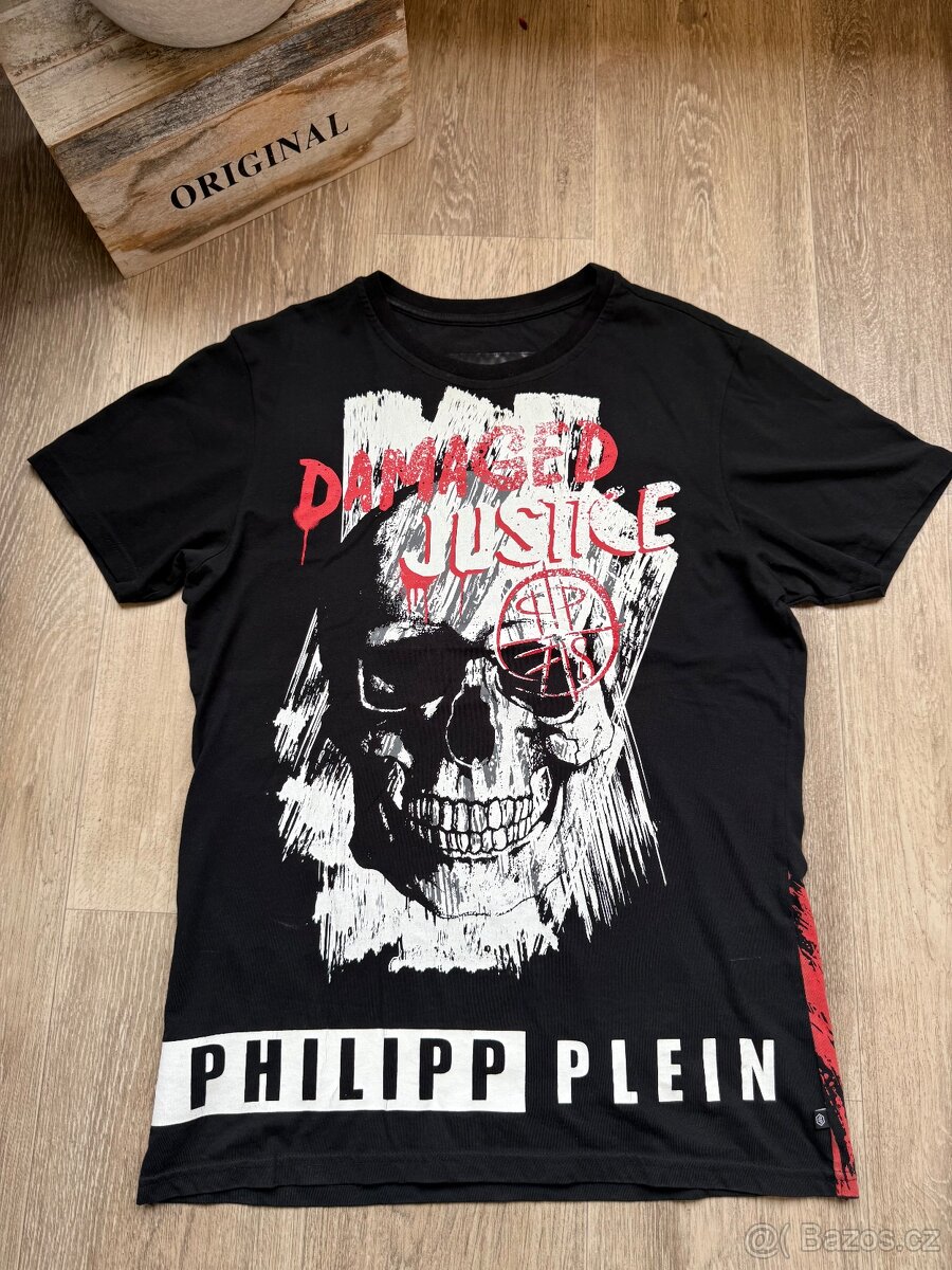 Philipp Plein černé triko s potiskem, originál