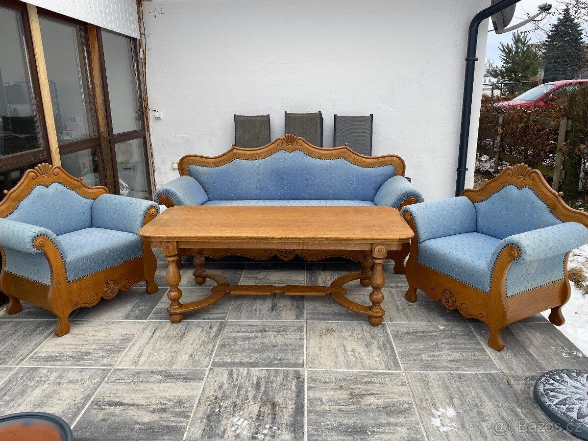 Masivní dubová sedací souprava - AKCE doprava