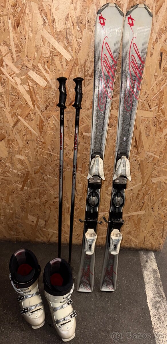 Lyžařský set- lyže, lyžáky, hůlky, přilba