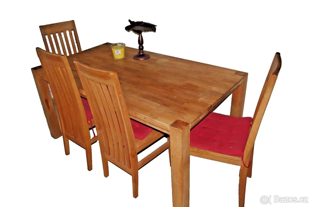 Dubový jídelní set,stůl a 6 x židle