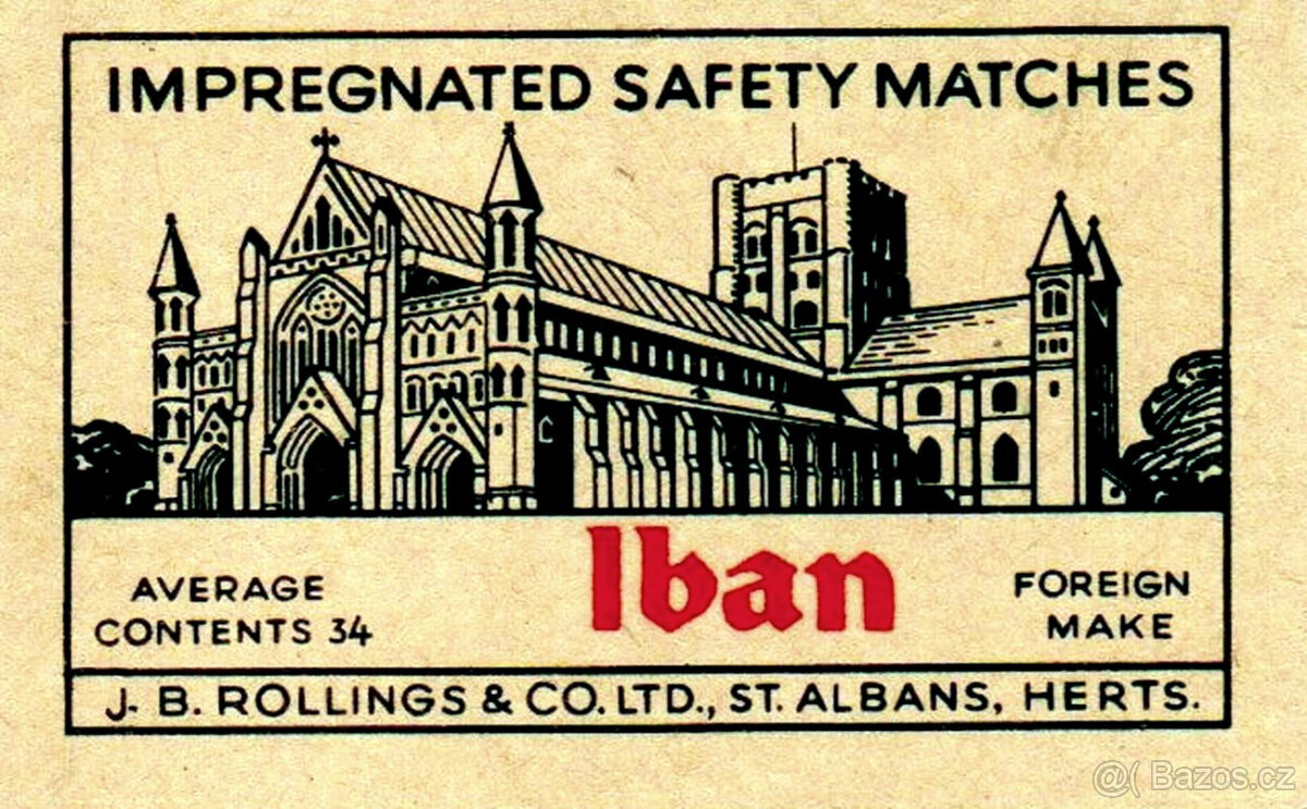 Československá exportní nálepka ALBAN bez písmene A (vzácná