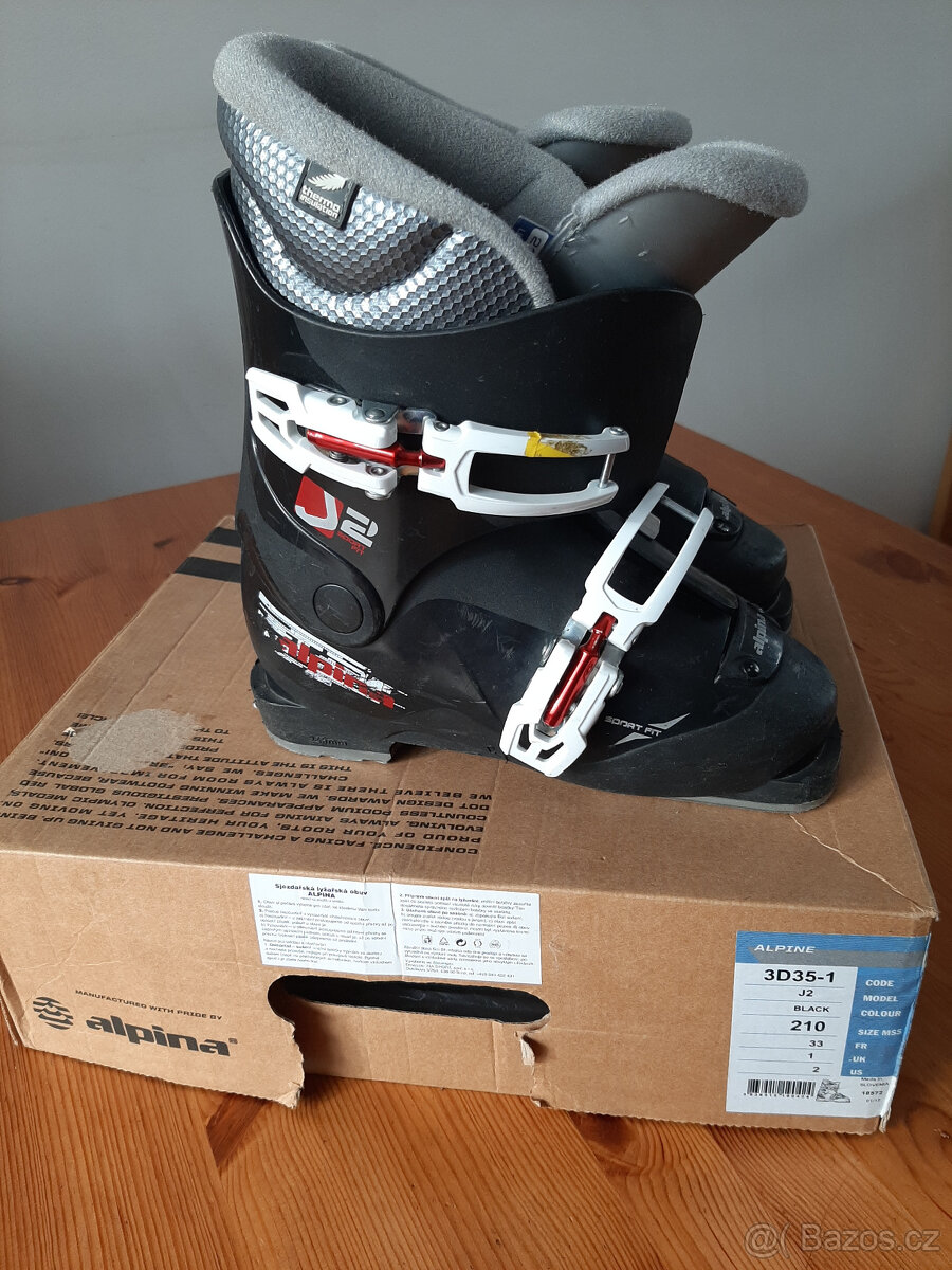 Lyžáky Alpine vel. 33, 21cm, helma Civit XS