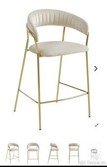 2ks Barová židle BADIA - béžový samet