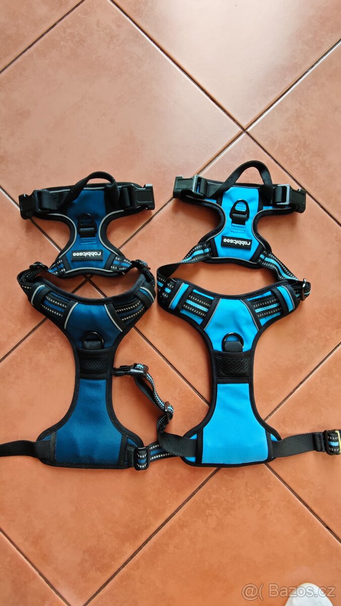 Prodám postroj na psa zelený a modrý.