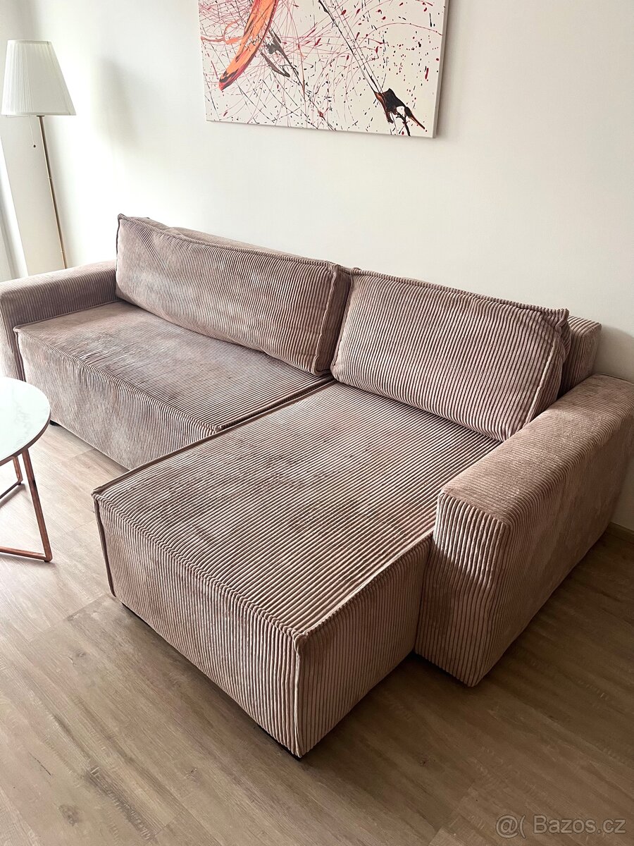 Rohová sedačka z manšestru