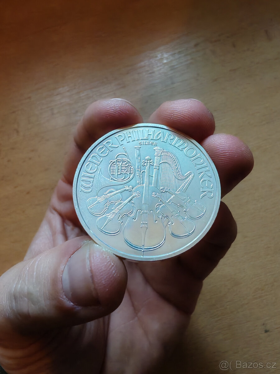 Investiční mince stříbro Wiener Philharmoniker, kusy i tuba