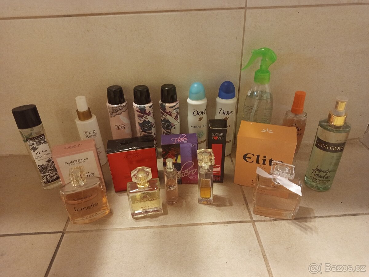 Různé parfémy, antiperspiranty, vůně,...