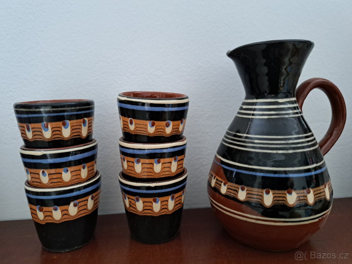 Keramický set – džbánek + 6 kalíšků