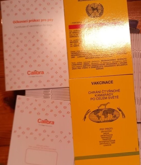 Prodám prázdné - nevyplněné očkovací průkazy pro psy