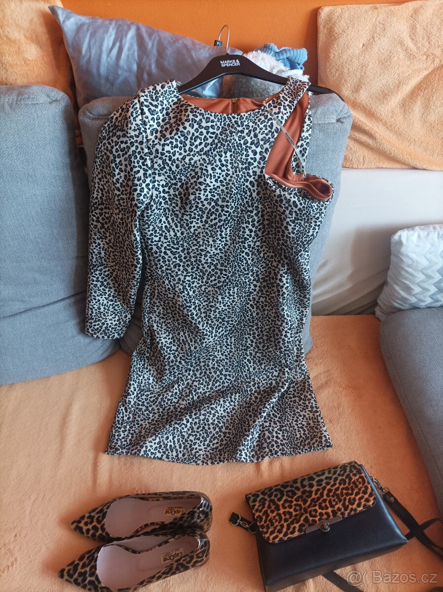 Luxusní atypické leopardi šaty vel 42