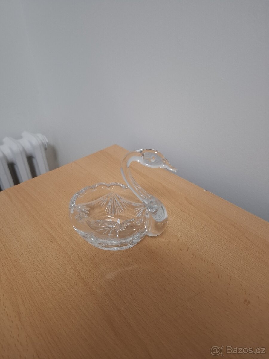 Starý skleněný labuť - mistička