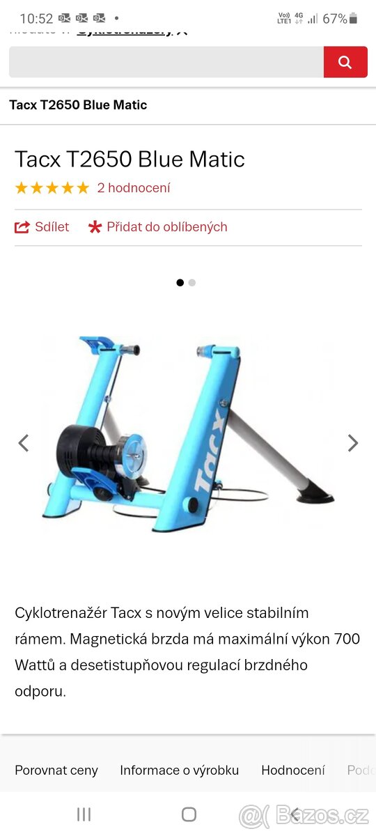 Cyklotrenažér Tacx T2650 Blue Matic
