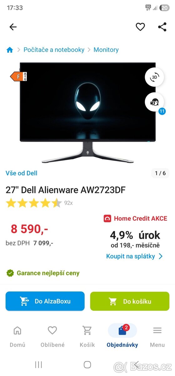 27" Dell Alienware AW2723DF