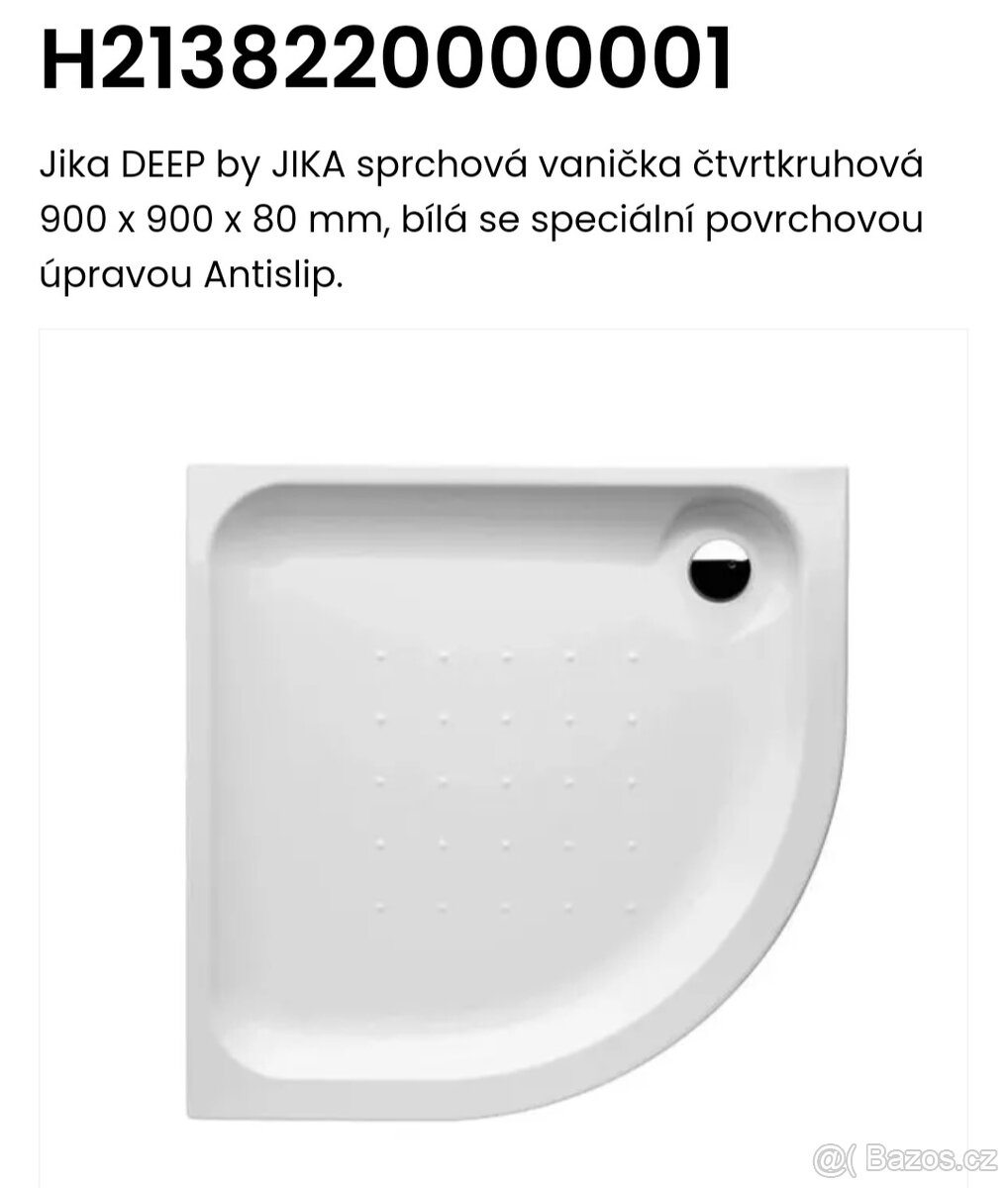 NOVÁ Sprchová vanička 90 cm Jika Deep