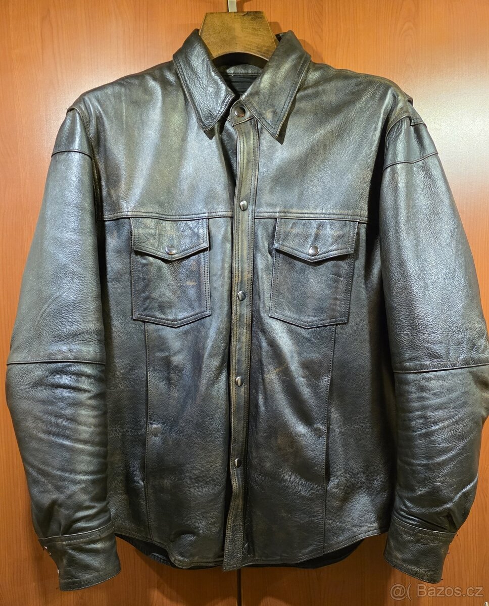 Hnědá kožená košile/sako/bunda XXL.