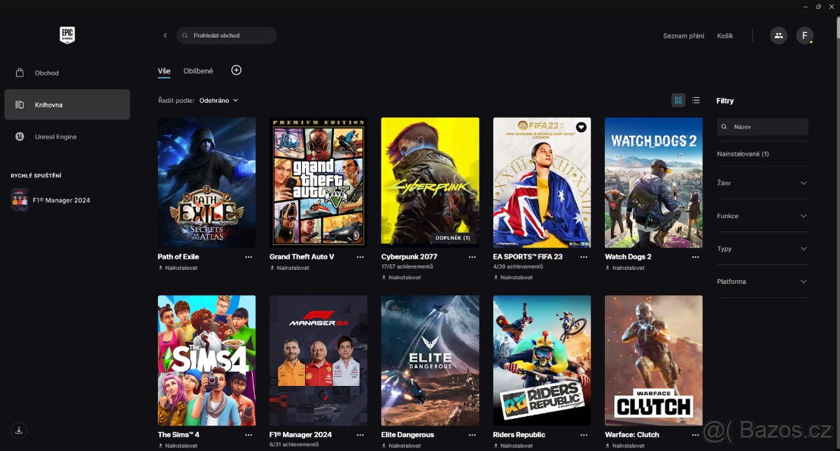 Prodám účet Epic Games – 307 her, hodnota 65 000 Kč+