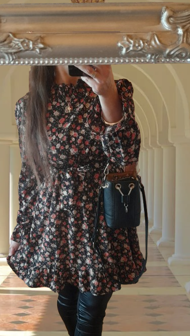 Shein květované šaty s vázacím páskem