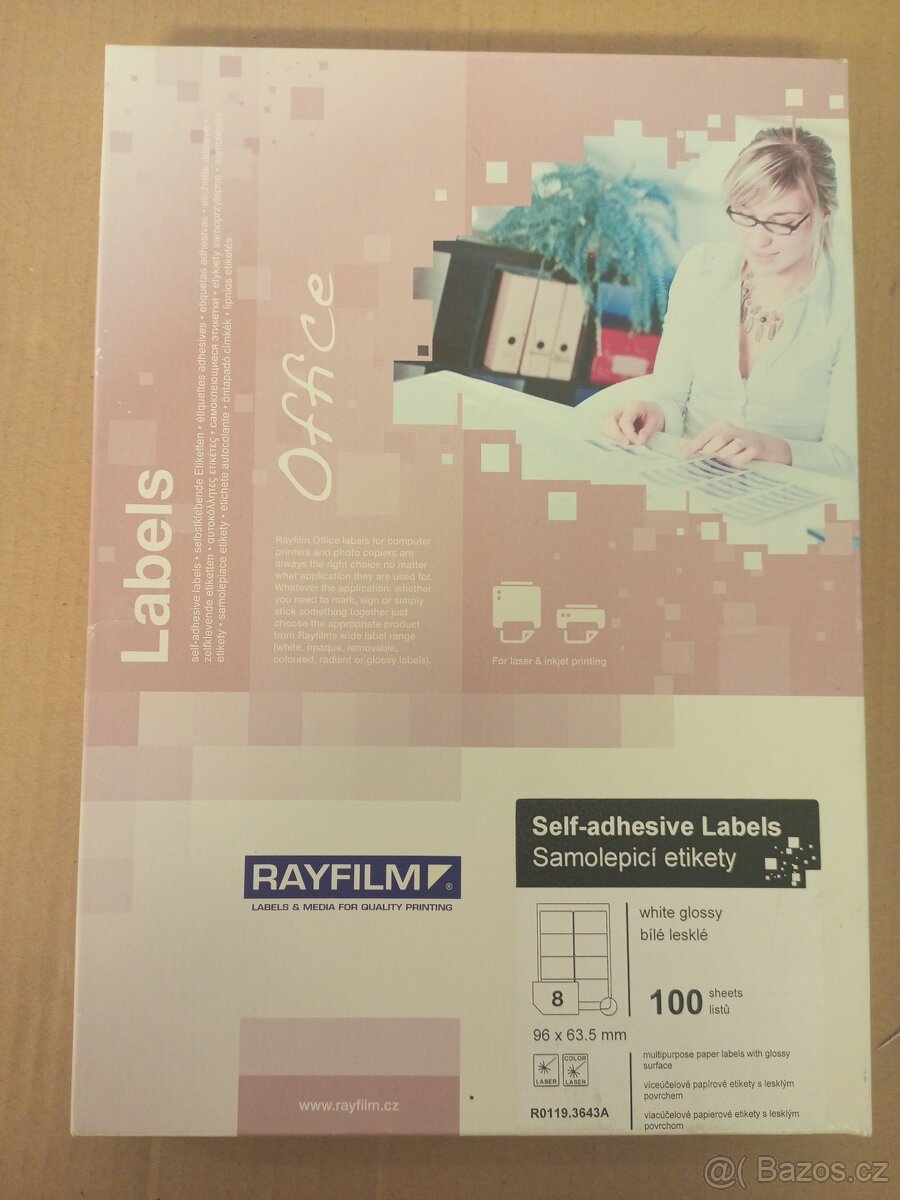 Etikety do tiskárny - Bílý lesklý papír, 96x63 mm