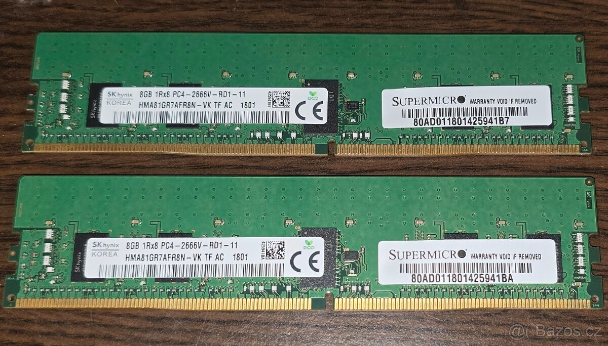 2x 8gb modul 1Rx8 PC4-2666V-RD1-11