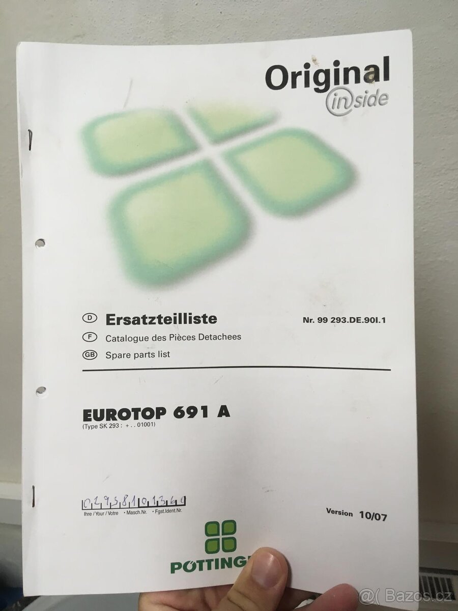 Návod k obsluze a katalog náhradních dílů Pöttinger EuroTop