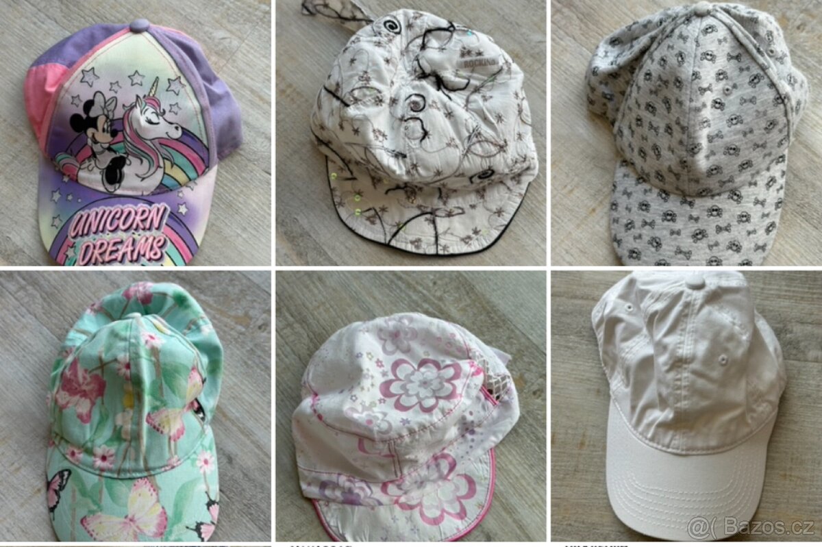 Dívčí bavlněné kšiltovky, mix. Lotto, Reserved, Rockino