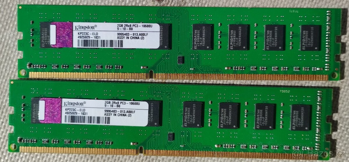 Paměti Kingstone 4GB (2x2GB) DDR3 1333Mhz