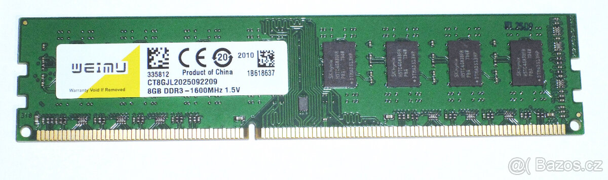 8GB DDR3 (PC3) -1600 DIMM / UDIMM pro PC CL11 NOVÉ