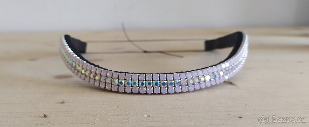 Kožená čelenka pro koně, vel. Full – Preciosa kamínky