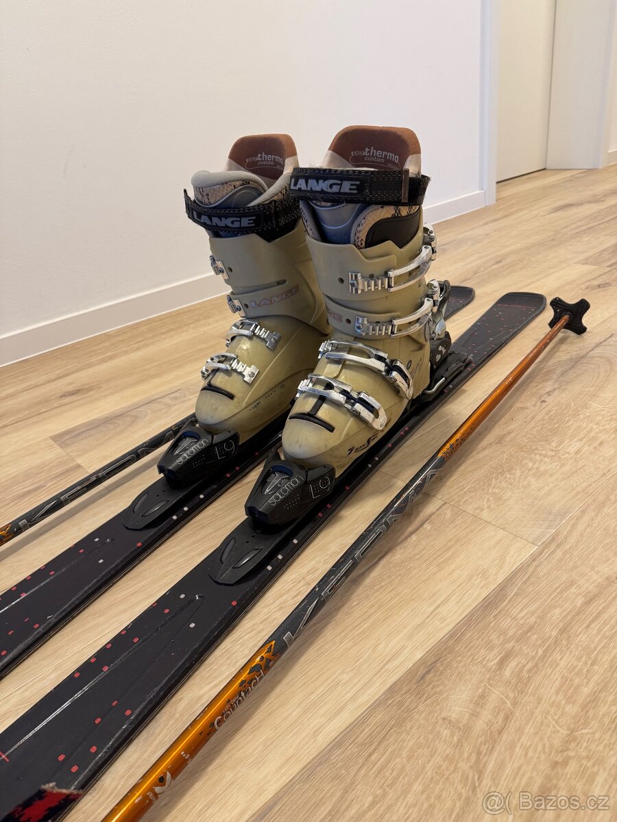 Prodám dámský lyžařský set SALOMON+boty LANGE