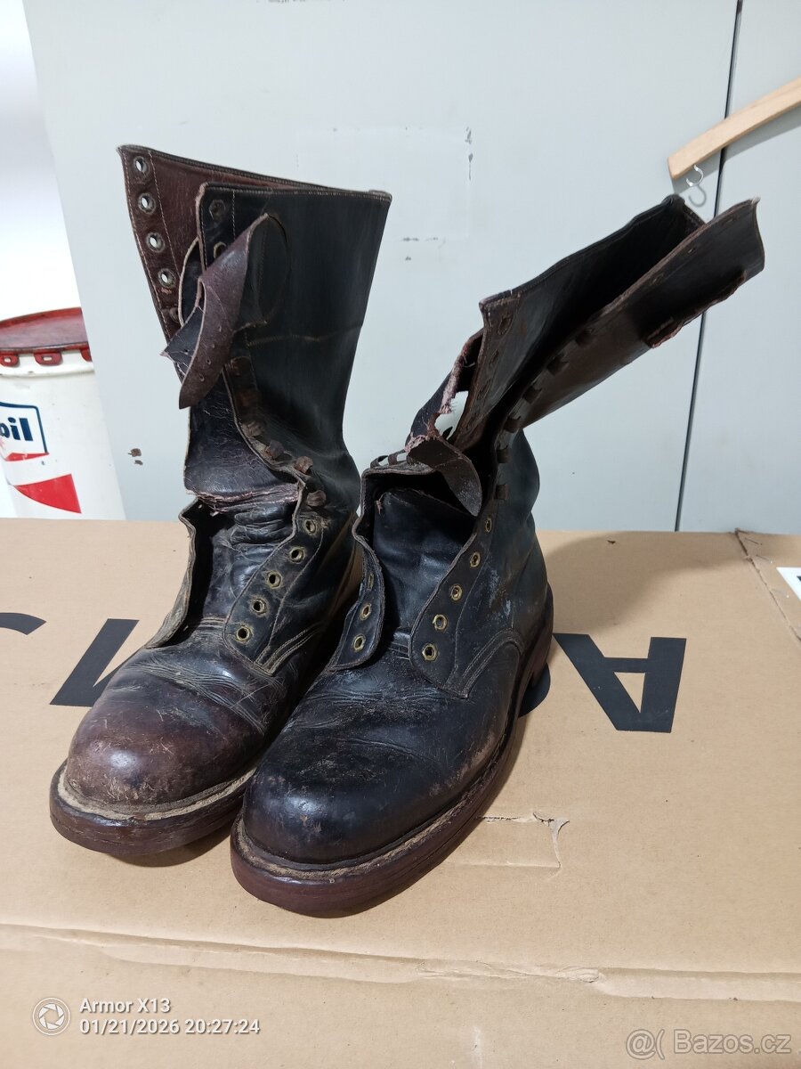 kožené předválečné boty na moto Jawa Ogar ČZ BMW DKW BSA